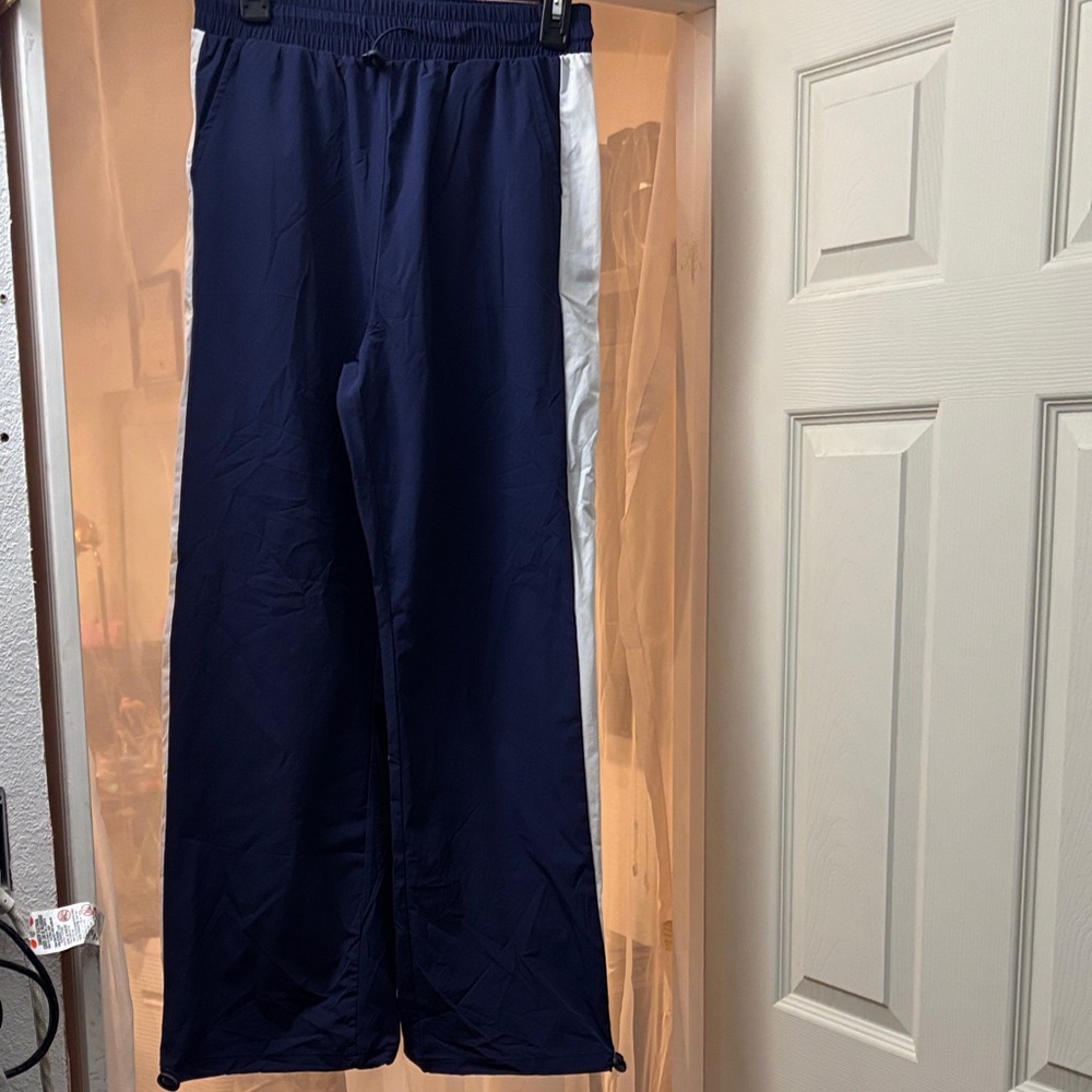 Blue and White Joggers with Elastic Waistband